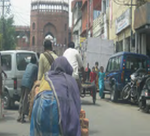 People walking on a street in India