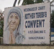 Mother Theresa's Convent billboard sign in India