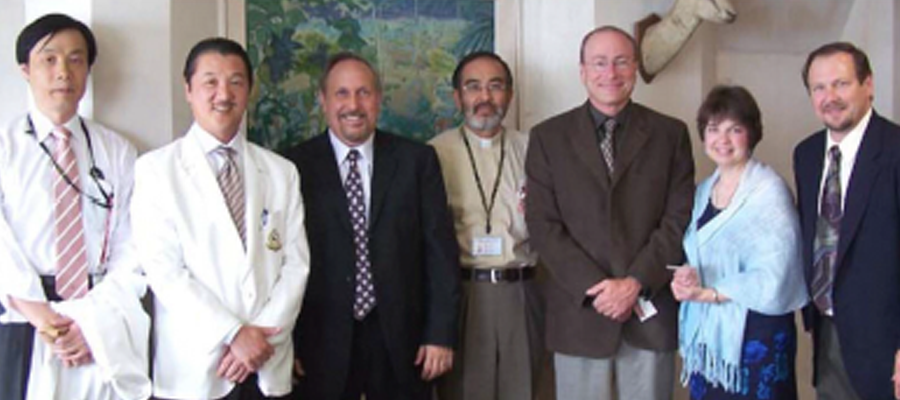 Sacred Art of Living Delegation to Japan: from left to right: Dr. Hiroshi, Dr. Kameda, Richard Groves, Takashi Matsuda, Dr. Steve Kornfeld, Carol Sack, Joe Richter 